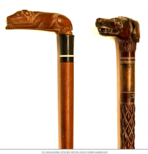 Walking sticks with dog form handle