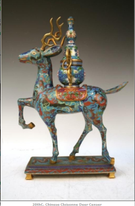 Cloisonné deer censer